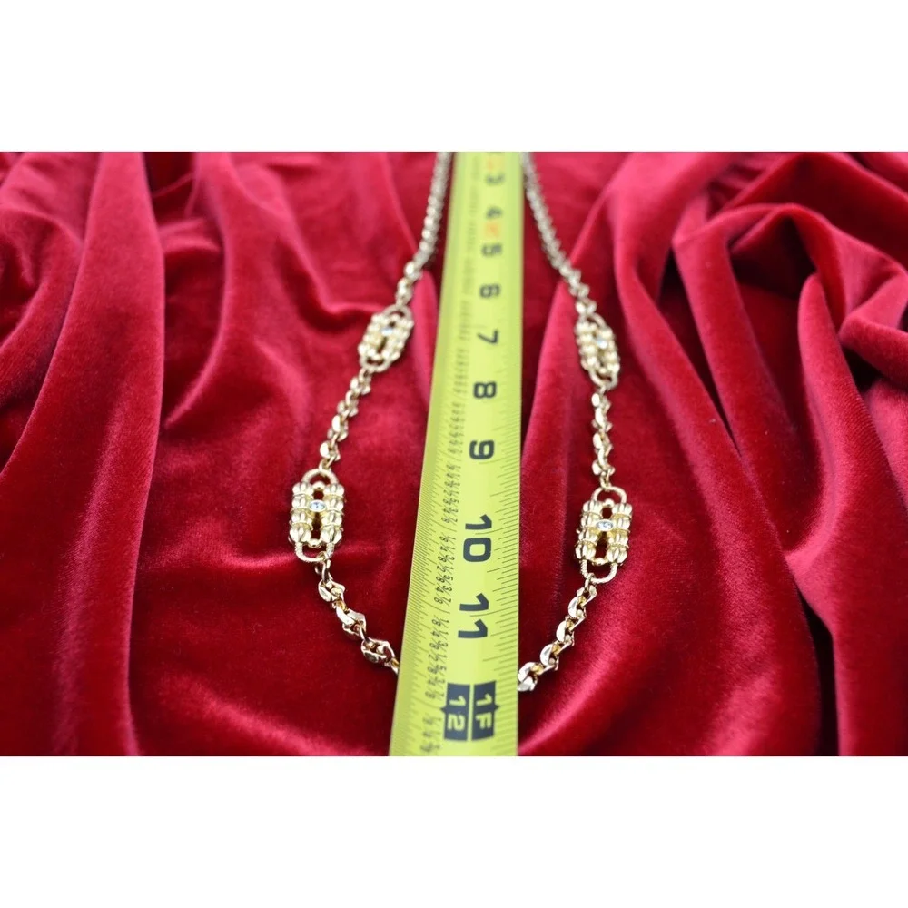 Vintage CAMROSE & KROSS Gold Tone Paper Clip Rhinestone Necklace‎ - Picture 5 of 5
